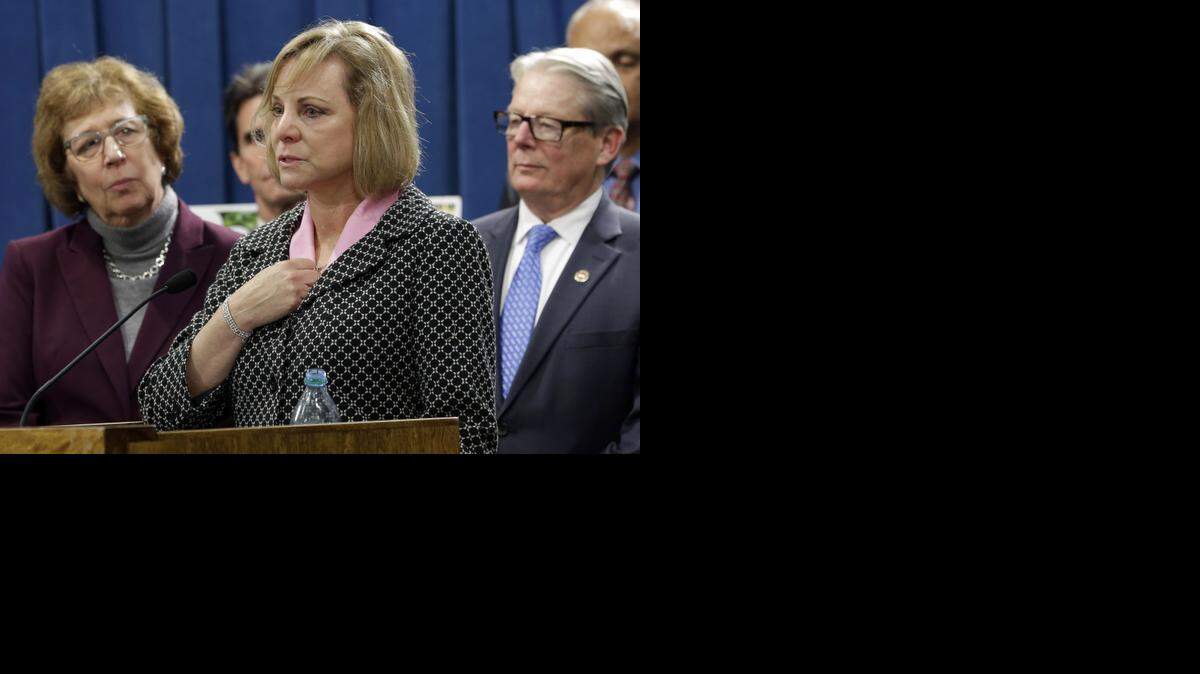 
Debbie Ziegler, the mother of Brittany Maynard, speaks in support of legislation allowing doctors to prescribe life-ending medication to terminally ill patients during a news conference at the Capitol in January. 
