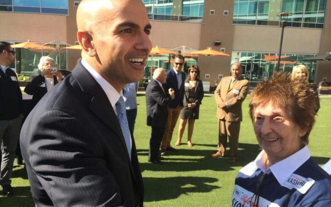 
Neel Kashkari speaks with supporters in Stockton on Wednesday. Kashkari donated another $1 million to his long-shot campaign on Friday.
