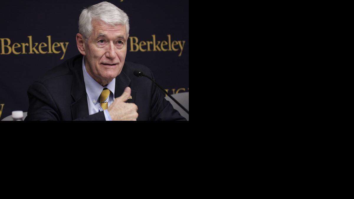 
Then-University of California at Berkeley Chancellor Robert Birgeneau speaks during a news conference in 2010. Birgeneau spoke Wednesday at the UC Center Sacramento.
