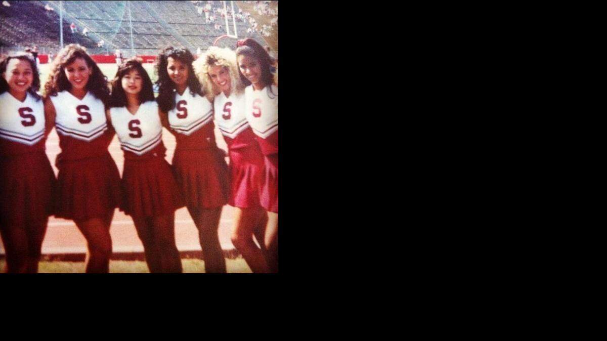 
Assemblywoman Lorena Gonzalez, D-San Diego, in her days as a Stanford cheerleader (second from left) in September 1991.
