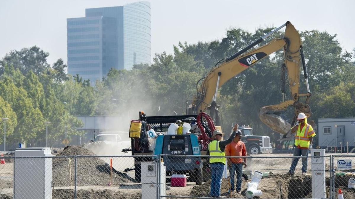 Construction at the West Gateway Place project in West Sacramento, on August 17, 2015.