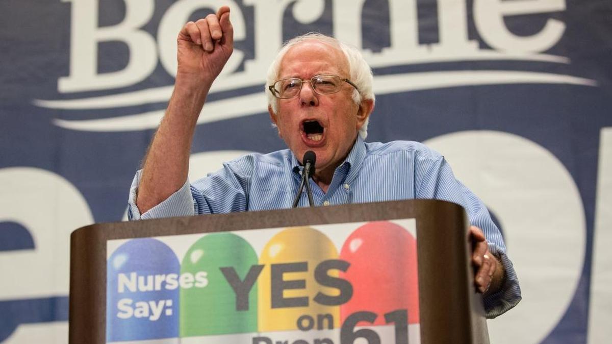 Bernie Sanders stumps for Proposition 61, a drug price measure on the Nov. 8 ballot in San Francisco on Oct. 15, 2016.