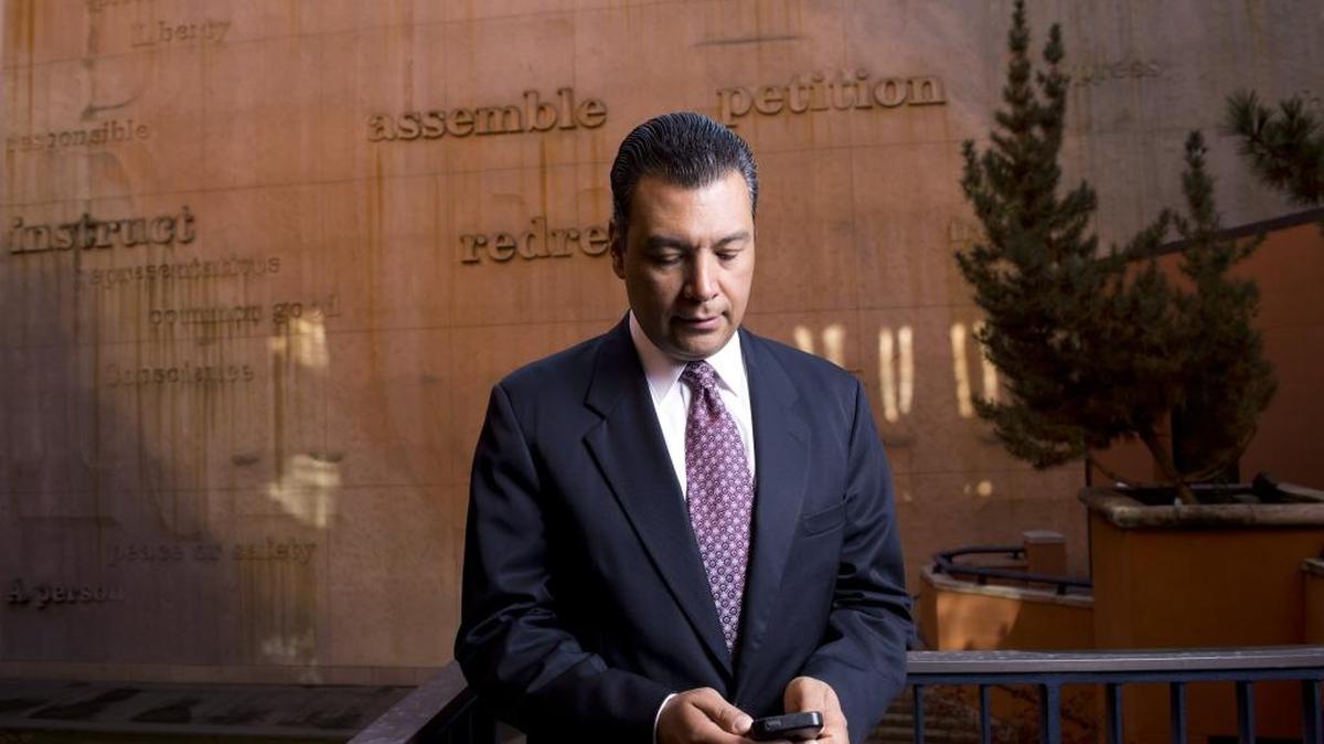 California Secretary of State Alex Padilla in the courtyard of the Secretary of State building Monday December 1, 2014 in Sacramento.