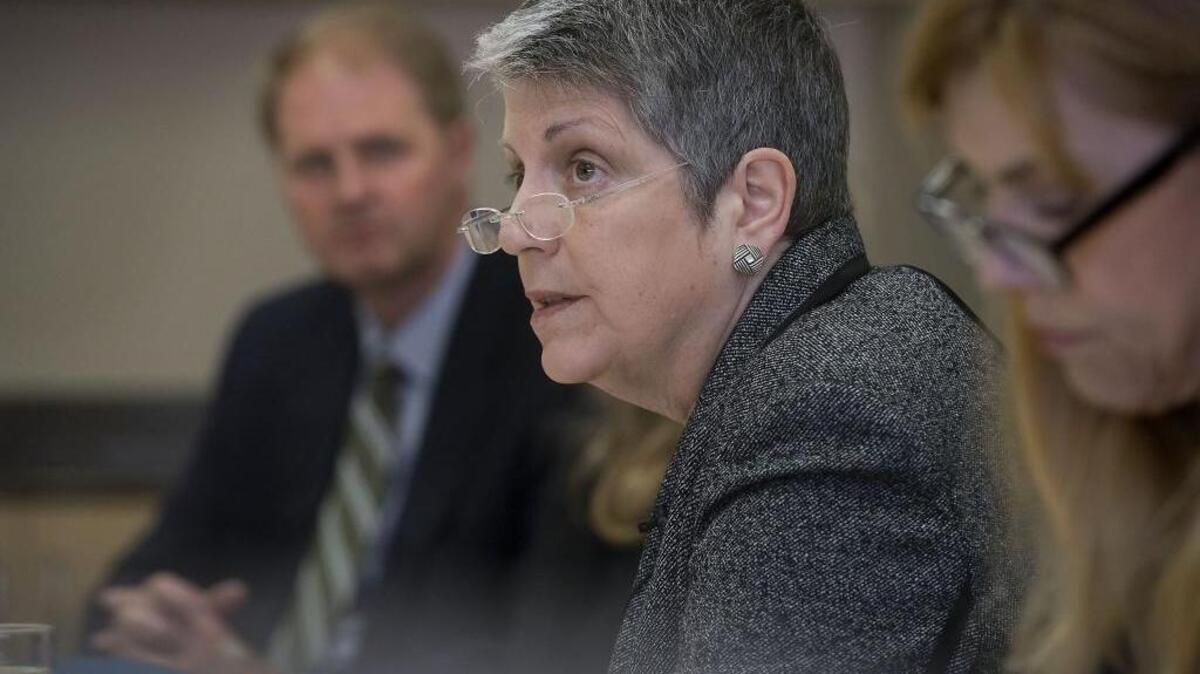 UC President Janet Napolitano speaks to the editorial board of The Sacramento Bee on March 9, 2016.