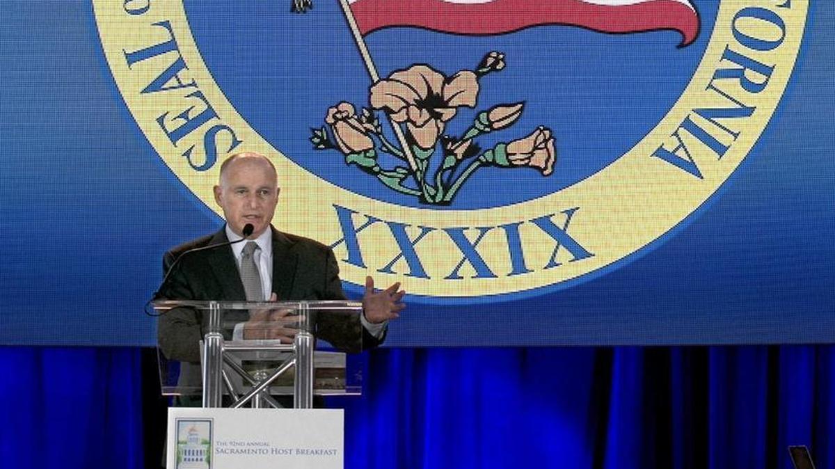California Gov. Jerry Brown speaks at the California Chamber of Commerce 92nd Annual Sacramento Host Breakfast, Thursday, June 1, 2017, in Sacramento, Calif.