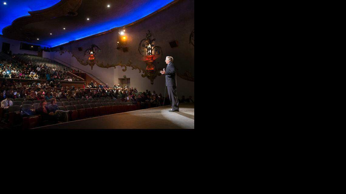 
Robert Kennedy, Jr. speaks to audience members at the Crest Theater in Sacramento on Tuesday, April 7, 2015. Kennedy was in town to promote the movie, ‘Trace Amounts’ which challenges the safety and efficacy of vaccines for children. Wednesday is the first vote on a bill making it tougher to opt out of vaccines. Lawmakers were invited.
