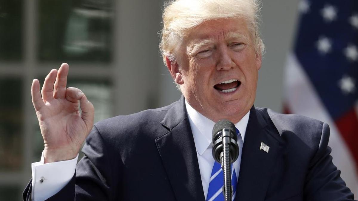 President Donald Trump speaks during a news conference with Spanish Prime Minister Mariano Rajoy in the Rose Garden of the White House on Sept. 26, 2017.