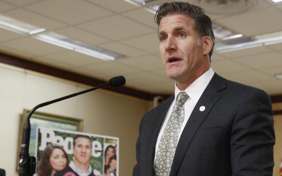 
Dan Diaz, the husband of Brittany Maynard, the California woman with brain cancer who moved to Oregon to legally end her life last fall, discusses his support to the reintroduction of right to die legislation during a news conference Aug. 18, 2015.
