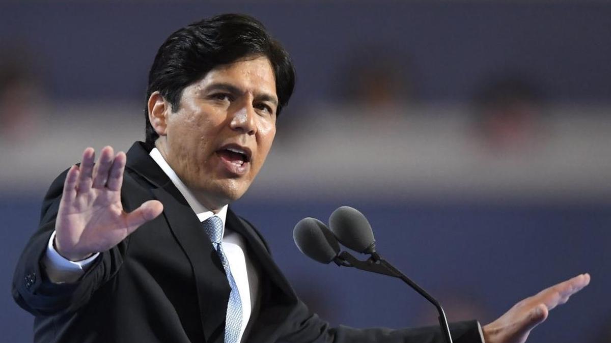State Sen. Kevin de Leon, D-Los Angeles, speaks during the first day of the Democratic National Convention in Philadelphia on July 25, 2016.