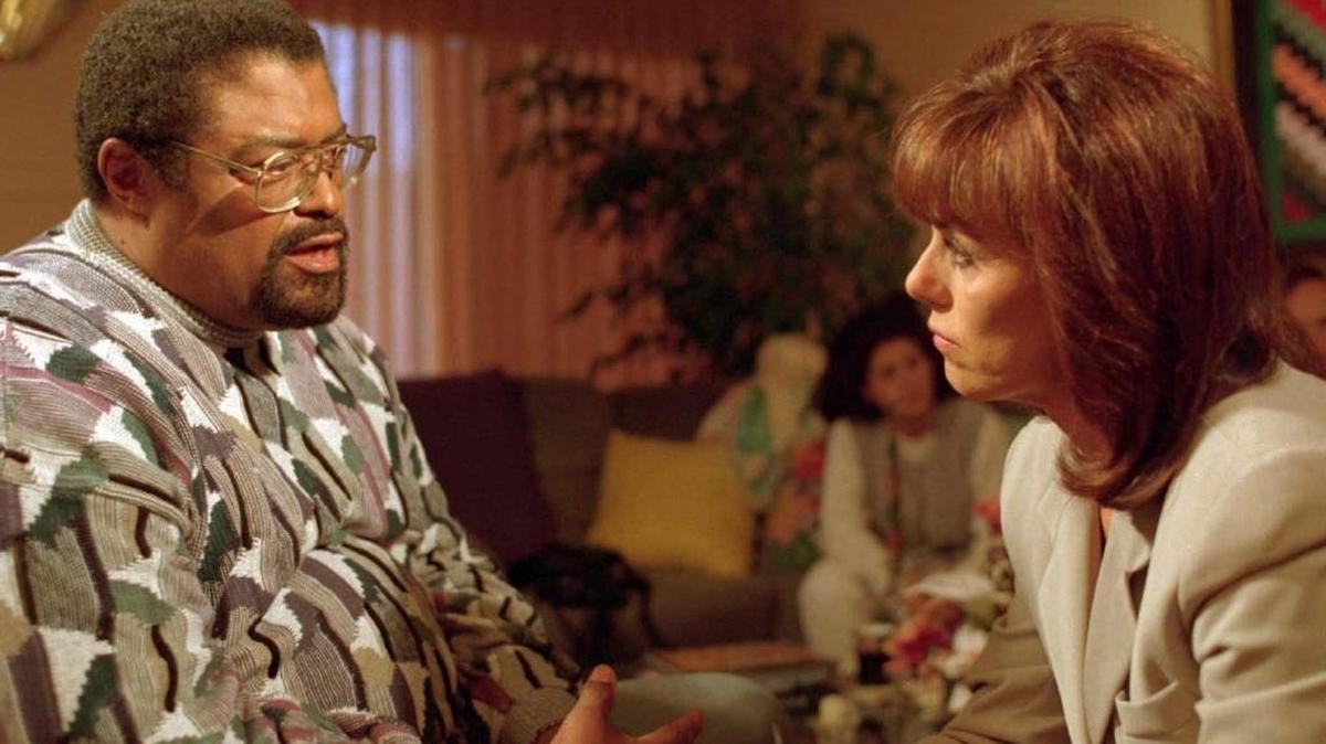 Football great-turned-evangelist Rosey Grier is interviewed, May 16, 1995, by Kathleen Sullivan in Los Angeles for an upcoming special.
