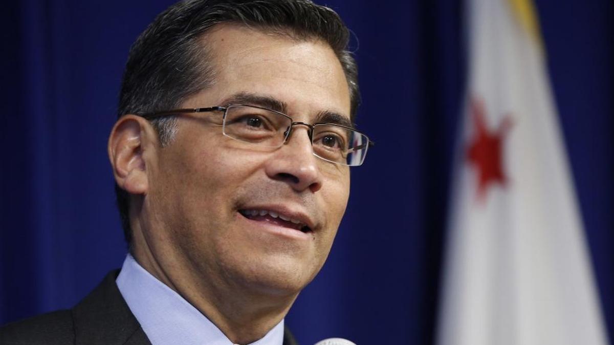 California Attorney General Xavier Becerra speaks at a news conference Wednesday in Sacramento. Becerra testified Thursday to the Senate Budget and Fiscal Committee’s public safety panel.