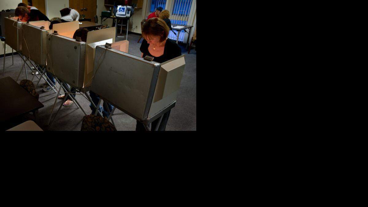 
Voters cast their ballots at the El Dorado County Senior Center in El Dorado Hills on November 6, 2012.
