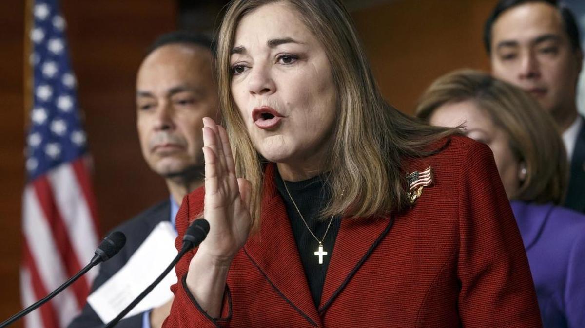 Rep. Loretta Sanchez, D-Calif., responds to questions during a Congressional Hispanic Caucus news conference on Capitol Hill in Washington, D.C. Thirty-four candidates will compete for California's open U.S. Senate seat, a mostly unknown group that opens the way for surprises and could boost the chances of Democratic Sanchez in June's primary election. The Orange County congresswoman is vying to get into a two-person, November showdown with front-runner and fellow Democrat, attorney general Kamala Harris.