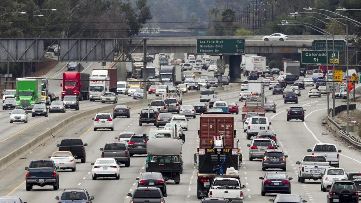 
In this Thursday, Feb. 6, 2014 photo, late morning traffic travels on Interstate 5, in Los Angeles. In California, I-5 in Los Angeles County is the most congested route, according to new data from the California Department of Transportation.
