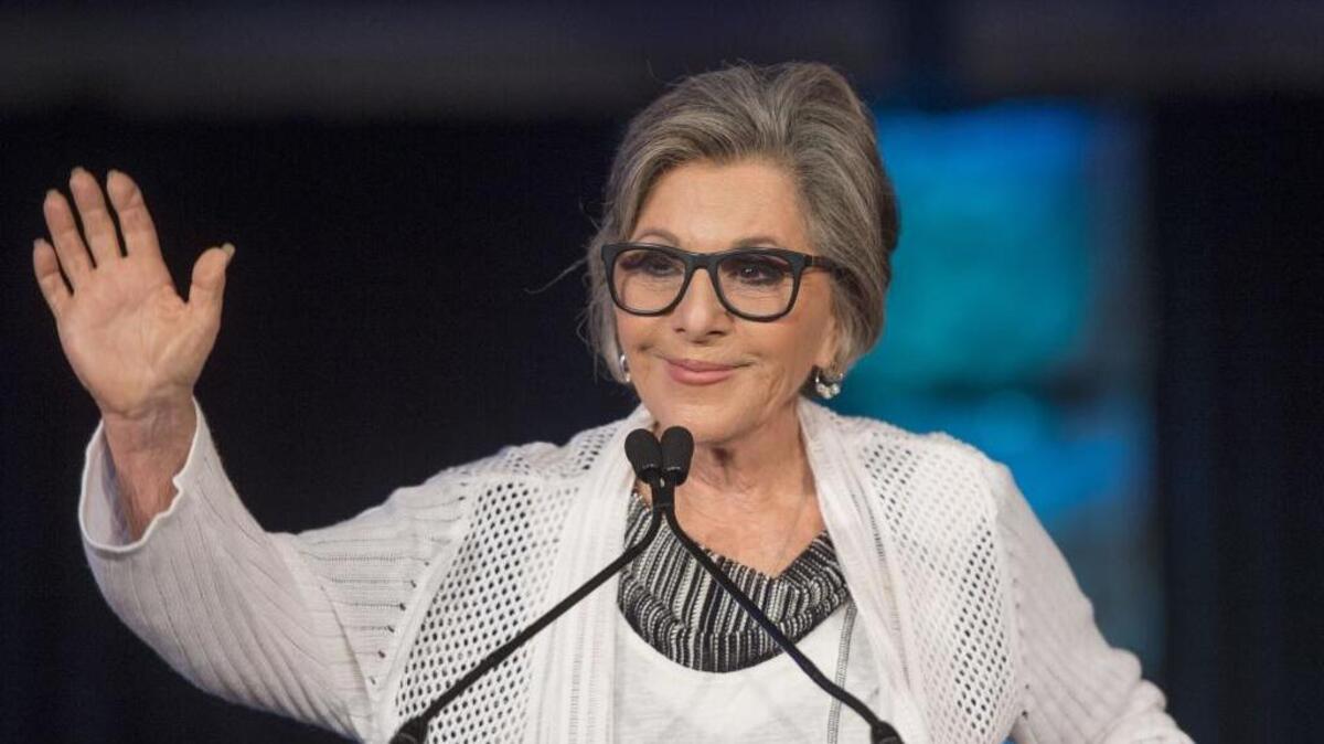 US Sen. Barbara Boxer waves to California delegates during a breakfast meeting at the Marriott Hotel in Philadelphia during the Democratic National Convention Wednesday, July 27, 2016.
