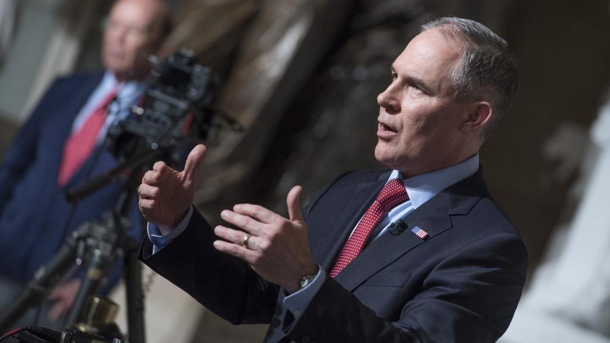 Scott Pruitt, administrator of the Environmental Protection Agency, on Feb. 28, 2017 in Statuary Hall before President Donald Trump addressed a joint session of Congress in the Capitol.