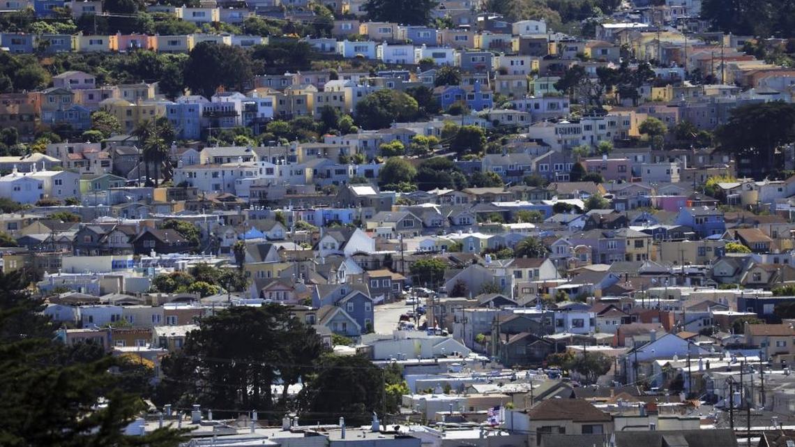 Low-rise homes dot the landscape in San Francisco, June 26, 2017. A full-fledged housing crisis has gripped California, where the lack of affordable homes and apartments for middle-class families is severe. The median cost of a home here is now a staggering $500,000, twice the national cost. Homelessness is surging across the state.