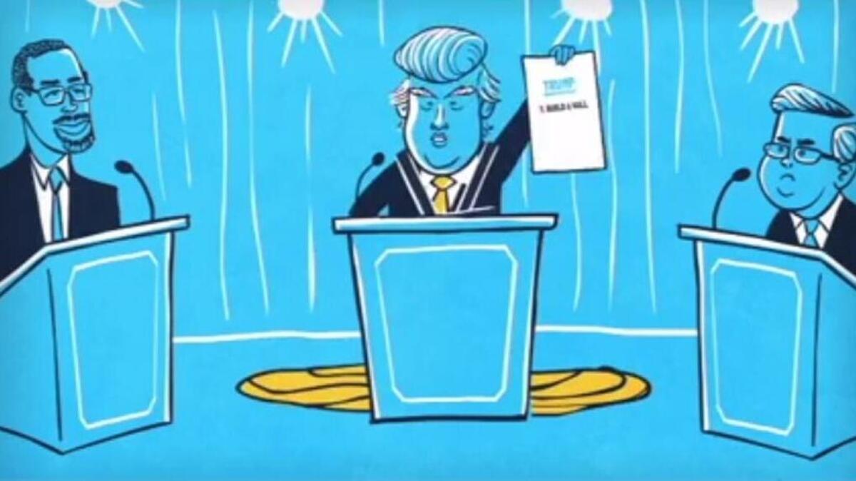 Gavin Newsom attacks Donald Trump’s plan to build a wall along the U.S.-Mexico border in an animated video on Facebook