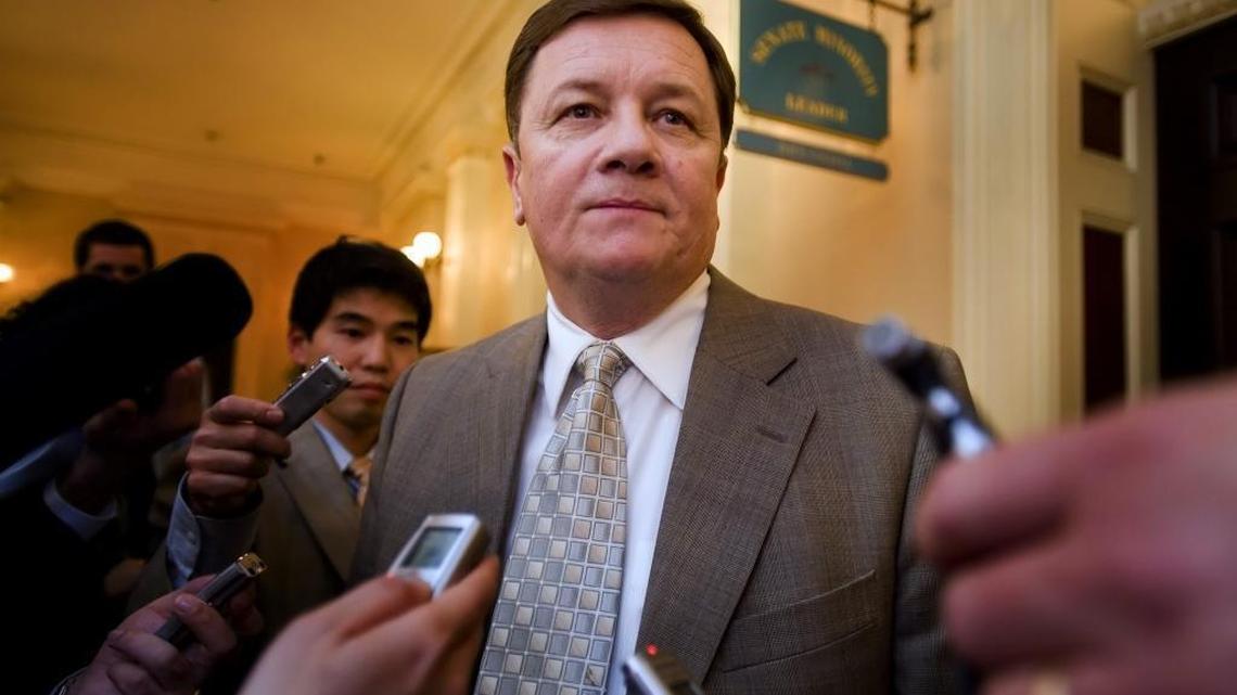 California State Sen. Dave Cogdill (R-Modesto) talks about how he was voted out as Senate Republican leader and replaced by new Republican leader Dennis Hollingsworth (R-Murrieta) in Sacramento, California, Wednesday, February 18, 2009. Cogdill died after battling pancreatic cancer on Sunday. He was 66.