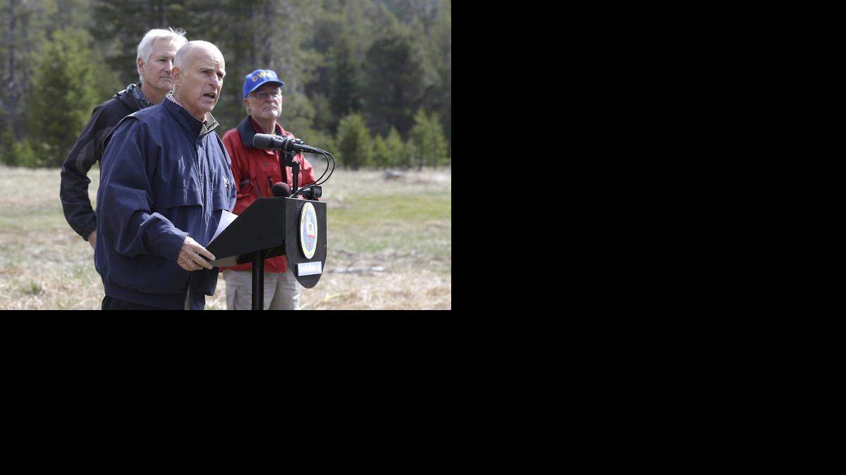 
Gov. Jerry Brown, announcing an order to slash urban water usage last week, said California’s agricultural needs are best kept separate from its policies for cities and towns. But if the drought goes on, he said, state water allocations to farms could also be reduced.
