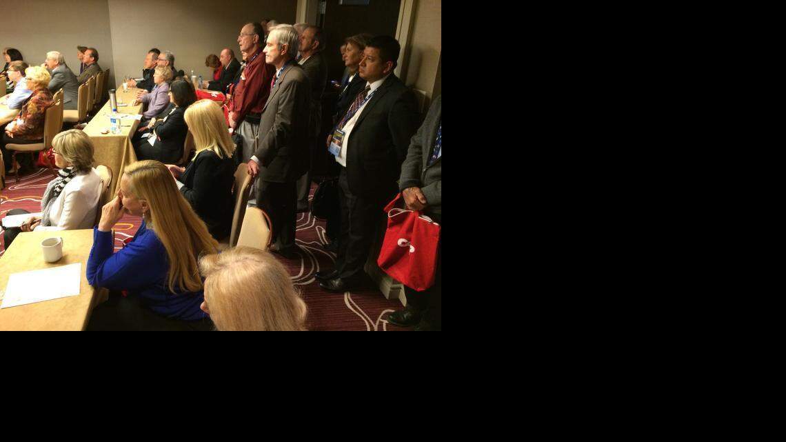 
Republicans attend a workshop on California’s changing demographics at the California Republican Party’s biannual convention in Sacramento on Saturday, Feb. 28, 2015.
