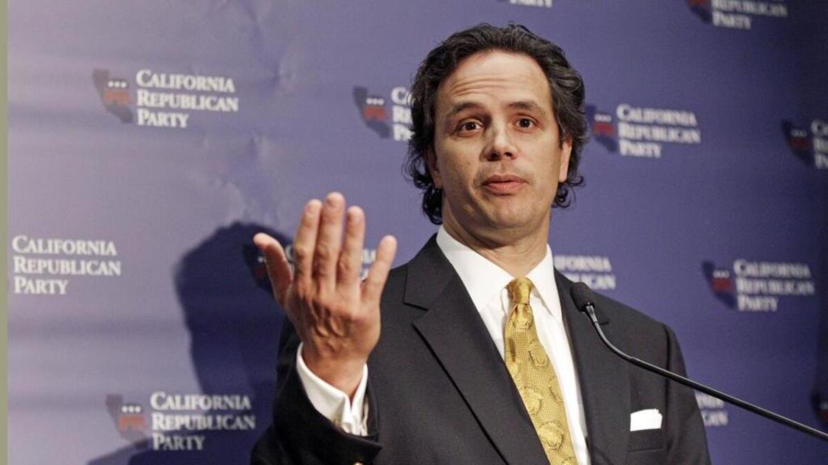 Then-California Republican Party Chairman Tom Del Beccaro speaks at a press conference at the party’s state convention in Burlingame.