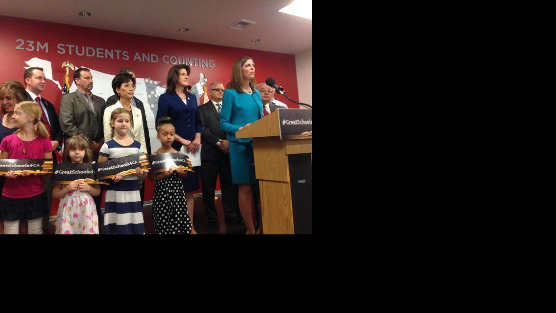 
Assembly Minority Leader Kristin Olsen, R-Riverbank, and Republican caucus members announce their education package at StudentsFirst’s Sacramento office on Wednesday, March 4, 2015.
