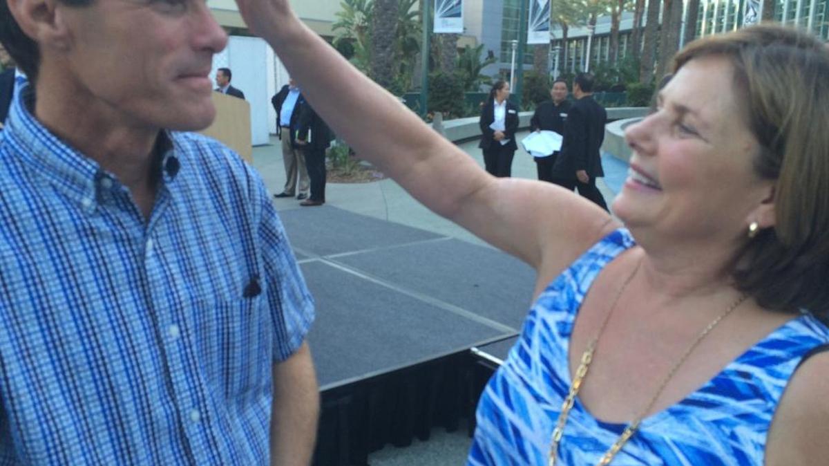 
Assemblywoman Beth Gaines, right, and her husband, Sen. Ted Gaines, at the California Republican Party convention in Anaheim on Friday.

