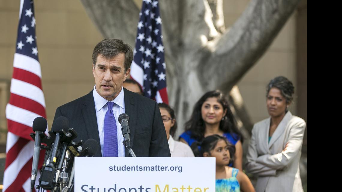
Students Matter founder David Welch, an entrepreneur from Silicon Valley, comments on the Vergara v. California verdict in Los Angeles last June. A judge struck down tenure and other job protections for California's public school teachers as unconstitutional, saying such laws harm students, especially poor and minority ones, by saddling them with bad teachers. The ruling is on appeal.
