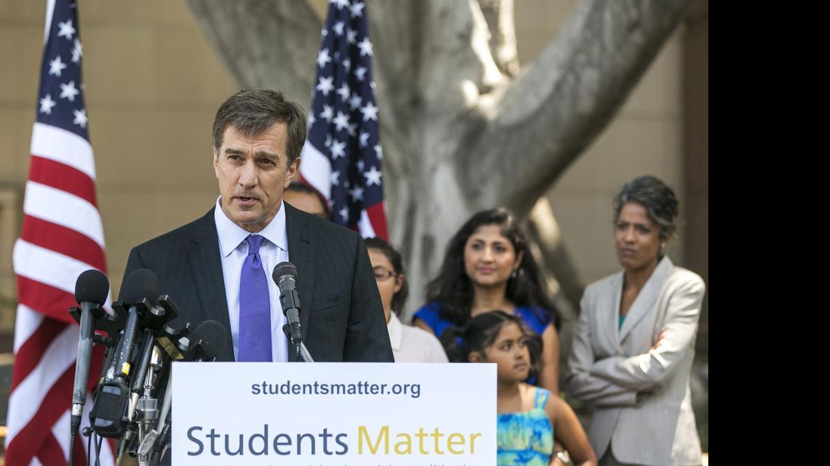 
Students Matter founder David Welch, an entrepreneur from Silicon Valley, comments on the Vergara v. California verdict in Los Angeles last June. A judge struck down tenure and other job protections for California's public school teachers as unconstitutional, saying such laws harm students, especially poor and minority ones, by saddling them with bad teachers. The ruling is on appeal.
