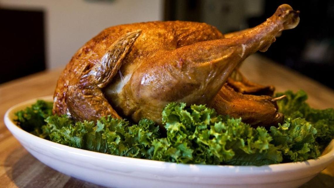 A turkey cooked in an indoor turkey fryer at Sacramento Fire Department Station 6 in Oak Park on November 2, 2009