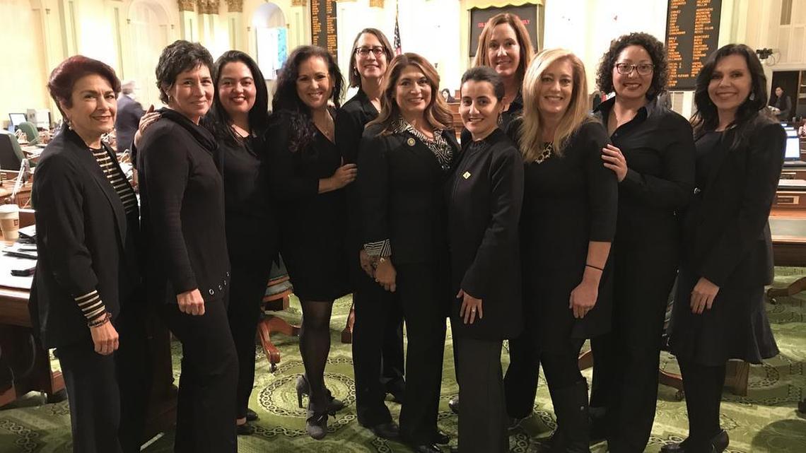 Women lawmakers join #WhyWeWearBlack protest at California Capitol