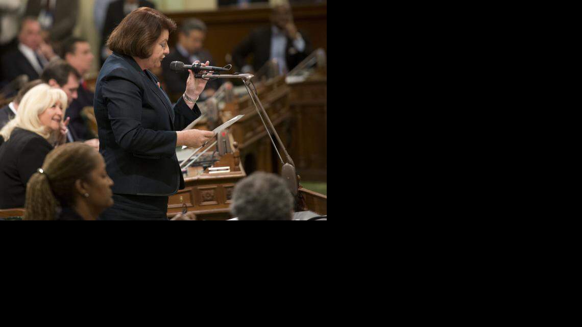 
Assembly Speaker Toni Atkins, D-San Diego, shown here Wednesday, Jan. 22, 2014 at the State Capitol, has named committee chairs.
