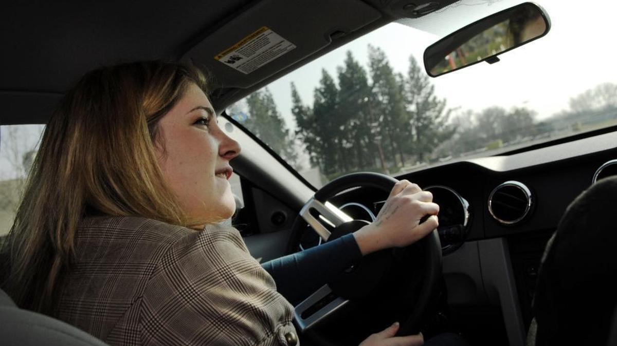 Samantha Moore, 18, attempts to get out of a spin in the Driving Skills For Life course for teenage drivers at Cal Expo on Jan. 31, 2007.