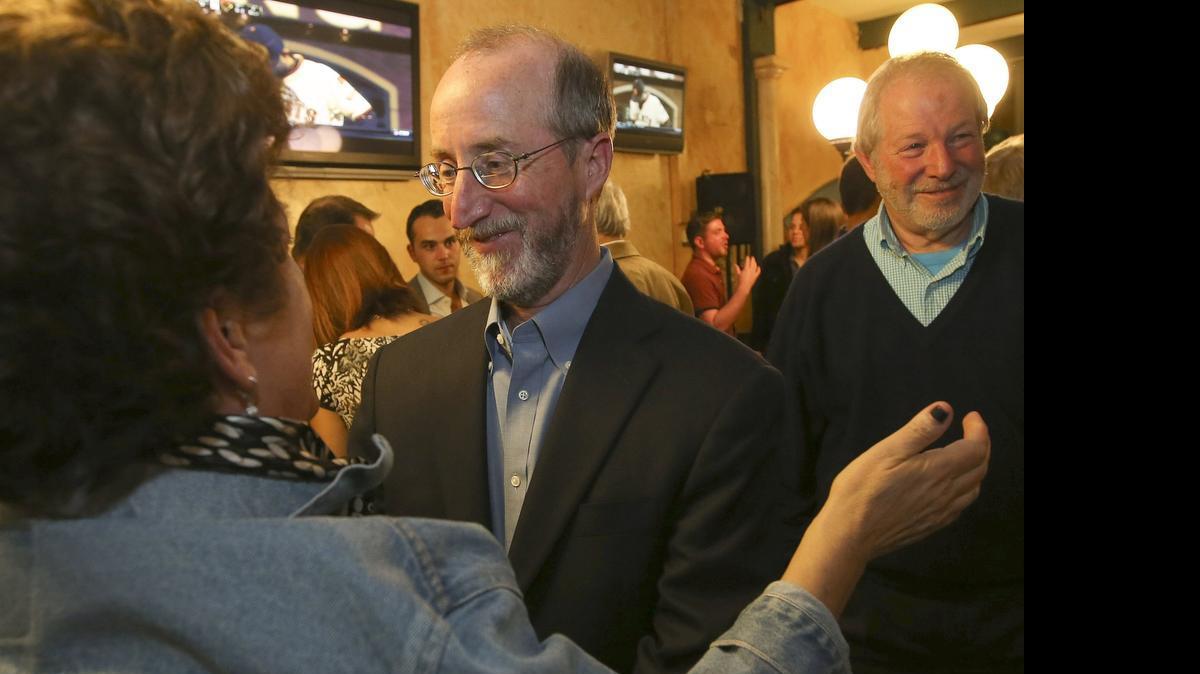 
Steve Glazer, center, is greeted by supporters on May 19, 2015, when he won a state Senate runoff against Assemblywoman Susan Bonilla, D-Concord. Glazer, D-Orinda, was sworn in this week.

