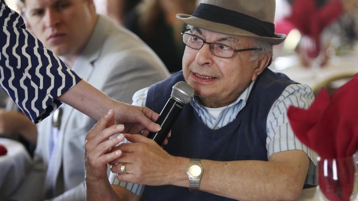 Former state Sen. Joseph Montoya, D-Whittier, asks a question of Assembly Speaker Anthony Rendon during Rendon’s appearance at the Sacramento Press Club on March 31, 2016 in Sacramento, Calif. Photo by Hector Navejas, Vida en el Valle