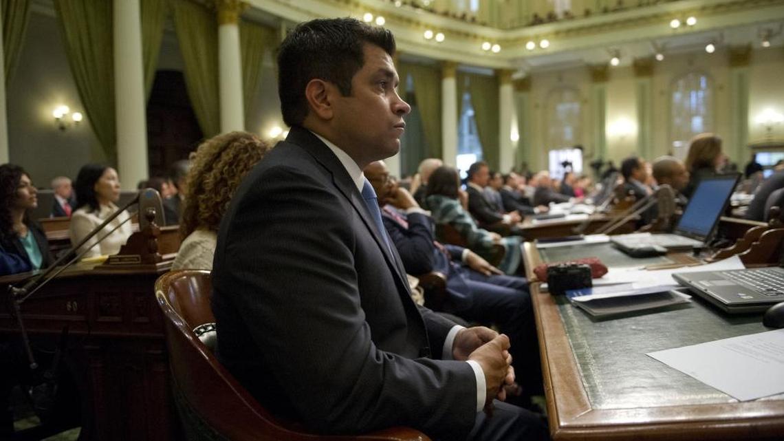 Assemblyman Jimmy Gomez, D- Los Angeles listens to Assembly Speaker John A. Perez during the first day of session at the state Capitol in Sacramento on Dec. 3, 2012 . Gomez is due to be sworn into Congress on July 11, 2017.