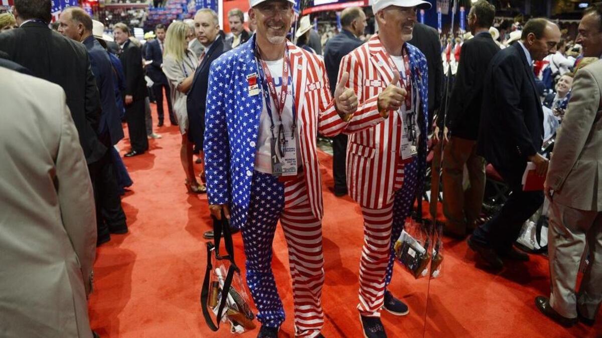 California alternate delegate Jeff Barke gives the thumbs up on the convention floor on the first day of the Republican National Convention in Cleveland on July 18, 2016.