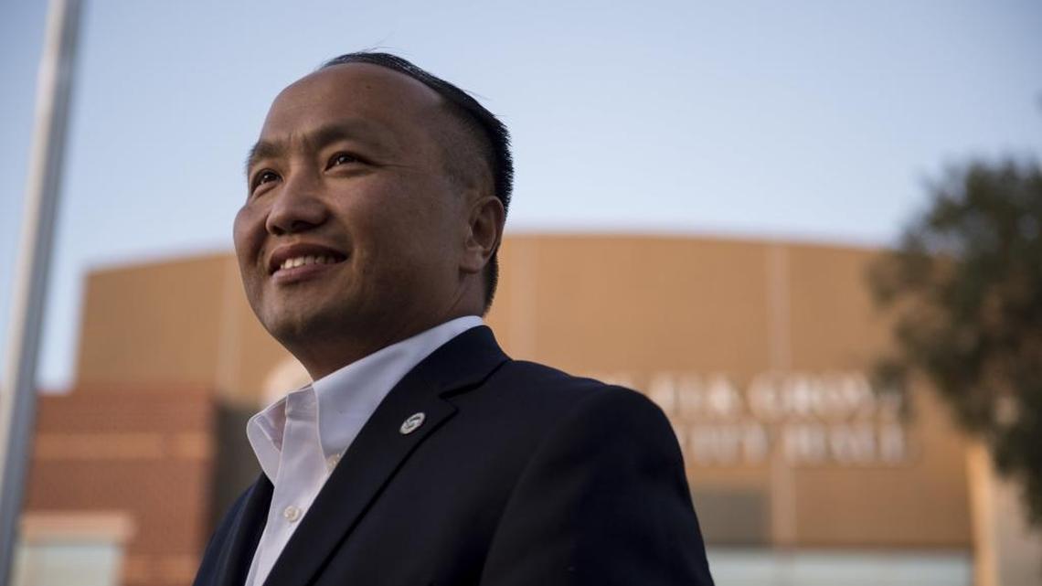 The nation’s first Hmong American mayor, Steve Ly of Elk Grove, on Thursday, Dec. 1, 2016. Ly developed a passion for democracy from his dad, Capt. Youchao Ly, a Hmong refugee who flew with the Ravens, U.S. Air Force pilots who sniffed out the North Vietnamese army in Laos and then directed bombing raids.