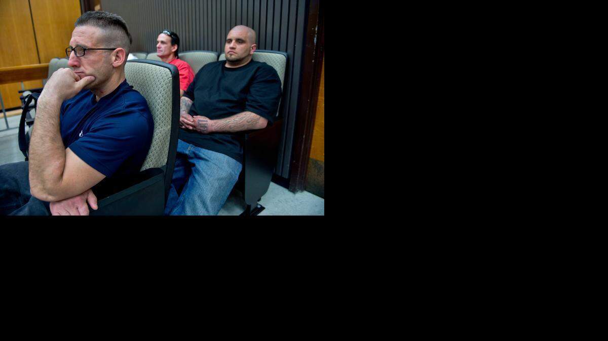 
Low-level offenders Jason Rhodes, left, Michael Giannini, right, pictured in 2014, are among the first to graduate from Sacramento County’s re-entry program Barry Allen Vierra Jr., center, slipped and is back in custody on car theft and drug charges.



