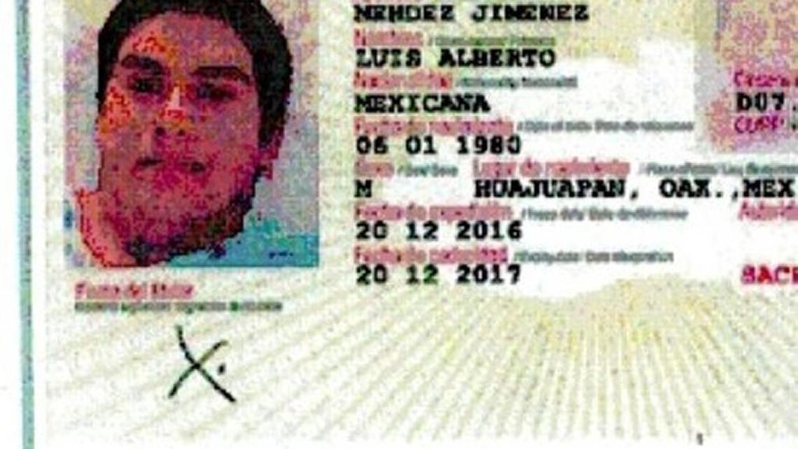 A Mexican passport belonging to Luis Alberto Mendez Jimenez, who is suing the U.S. government and Sacramento County over his detention in August 2016.