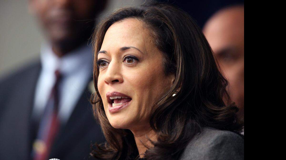 
FILE - In this Nov. 16, 2012 file photo, California Attorney General Kamala Harris speaks during a news conference in Los Angeles.
