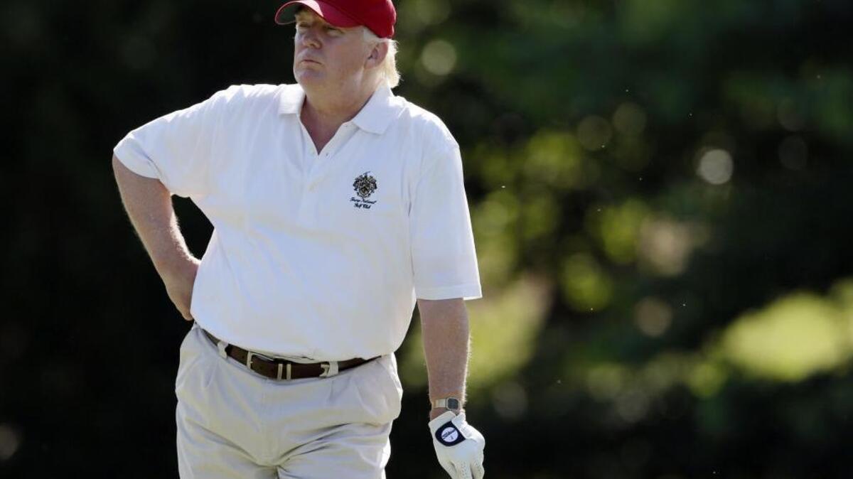 Donald Trump, shown in 2012, once fiercely criticized predecessor Barack Obama for his presidential golf outings. Now his own White House defends Trump’s frequent visits to the links, which it often declines to disclose to the public.