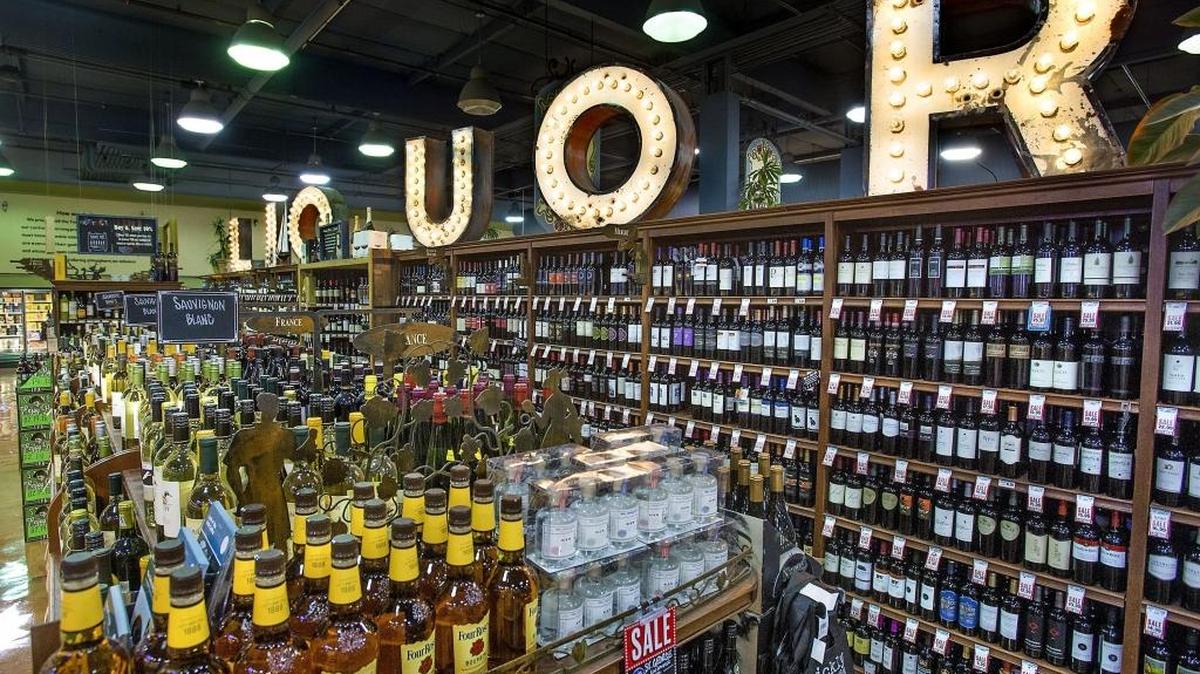 Part of the liquor area at the Nugget Market in Davis on Feb. 18, 2015.