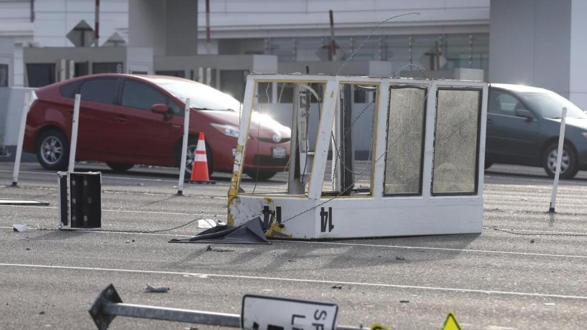 Toll booth 14 rested in westbound lanes of traffic at the Bay Bridge toll plaza after a truck rammed the booth, killing toll collector Si Si Han inside, before dawn in Oakland on Saturday, Dec. 2, 2017.