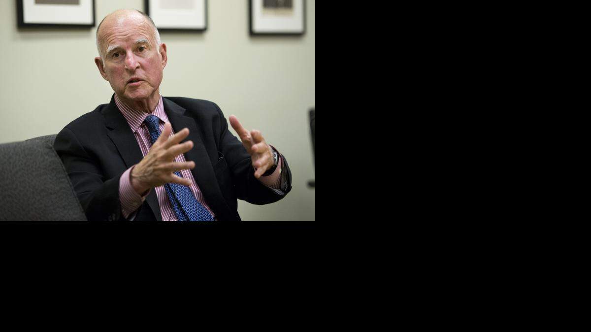 
California Gov. Jerry Brown meets with the Sacramento Bee Editorial Board in 2014.

