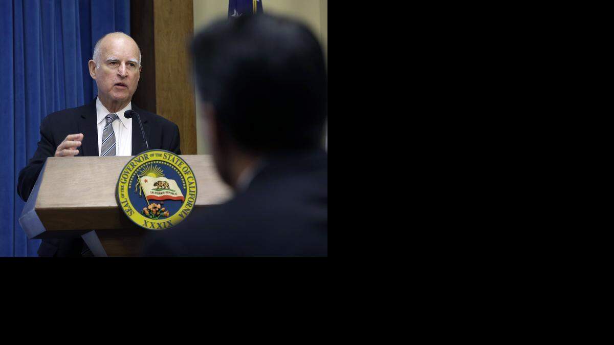 
Gov. Jerry Brown makes an opening statement at a meeting of the Western Governors' Association on Nov. 13, 2014. 
