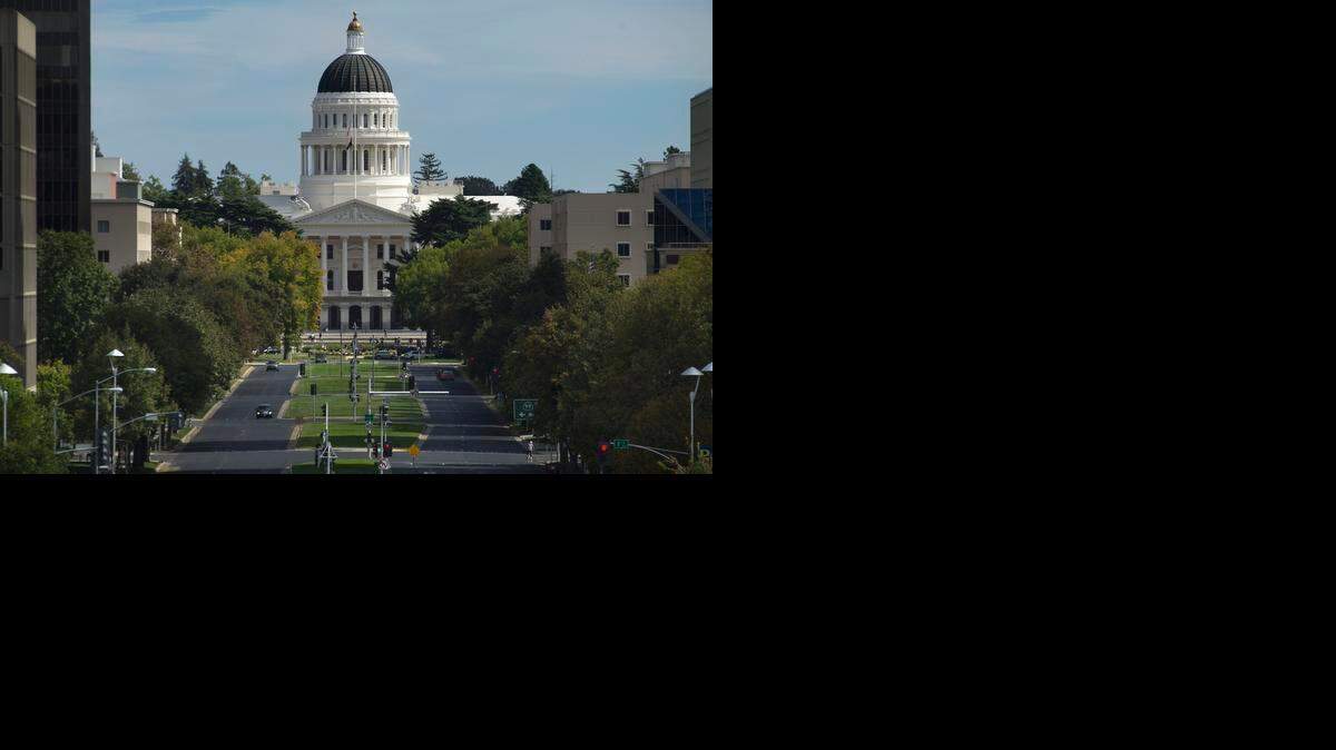 
The California State Capitol building from the Tower Bridge in Sacramento.
