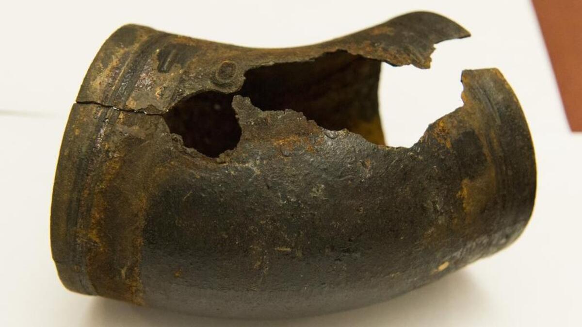 A section of broken drain pipe presented to The Bee in 2014 at the Board of Equalization’s headquarters. The 23-year-old building’s drain system was incorrectly installed during construction, causing the pipes to corrode.