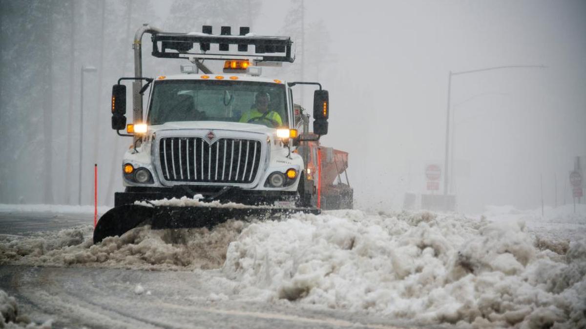 
Caltrans workers use a snow plow at Donner Summit. The heavy-duty trucks are among the vehicles in the department’s fleet tracked by a GPS system.
